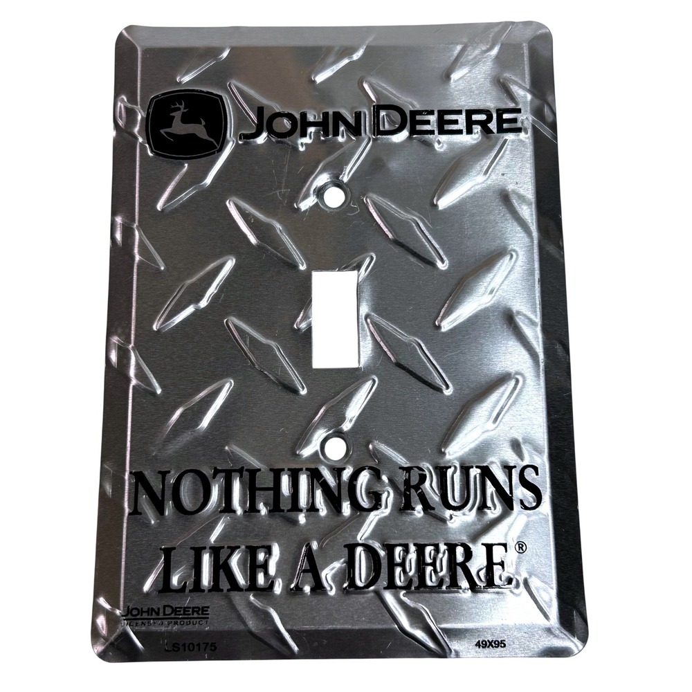 John Deere Metal Wall Plate Diamond Plate Light Switch Cover Garage Shop Man Cav